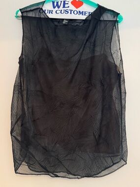 GORGEOUS! DKNY Sheer Lace Sleeveless Tank with Attached Cami Sz 10